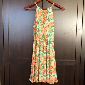 lush blouson chiffon skater dress Lush Dress Womens Blouson Chiffon Skater Keyhole Closure Pretty Cute XS